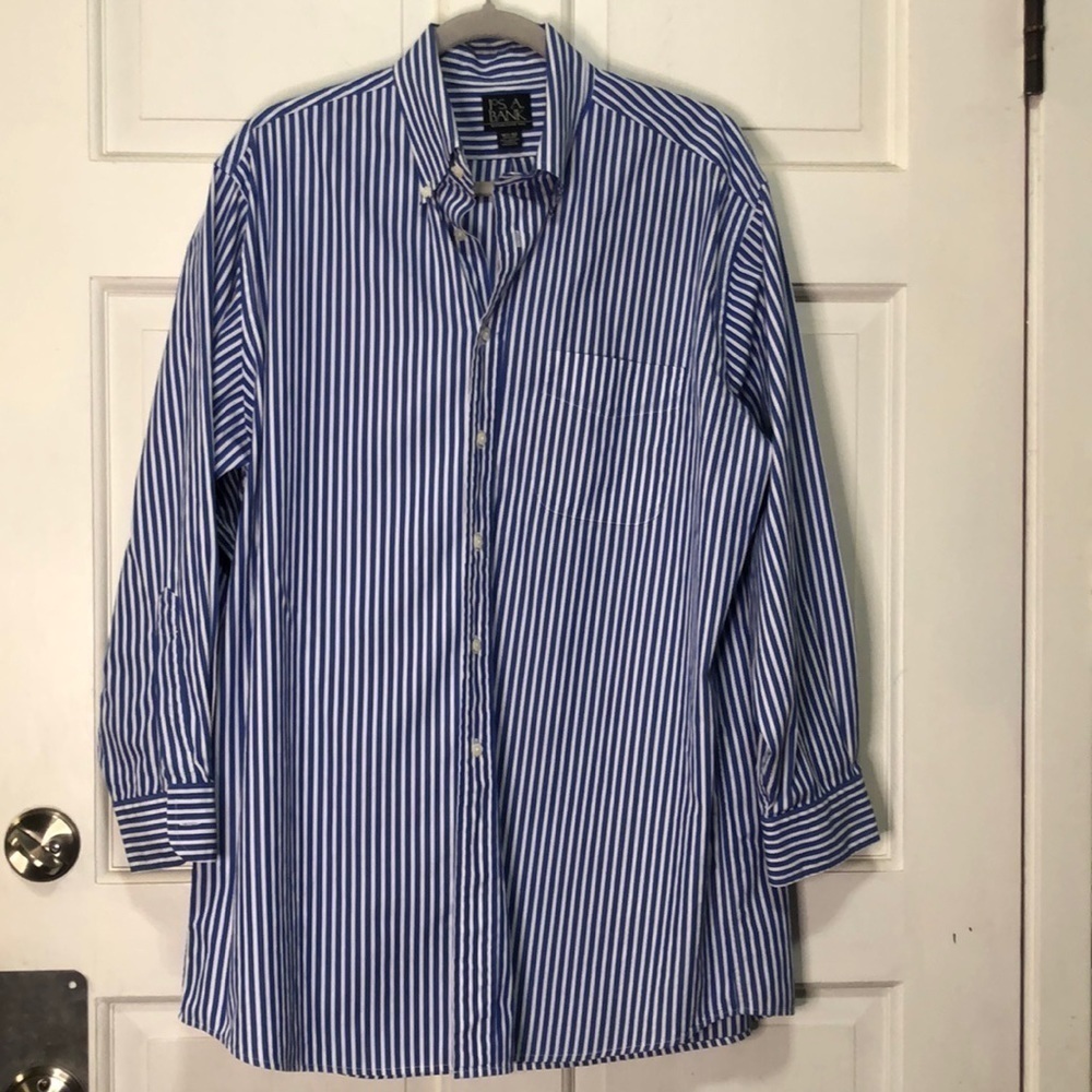 𝅺jos. A. Bank Striped Button-Up LS Dress Shirt Sz 16.5-32